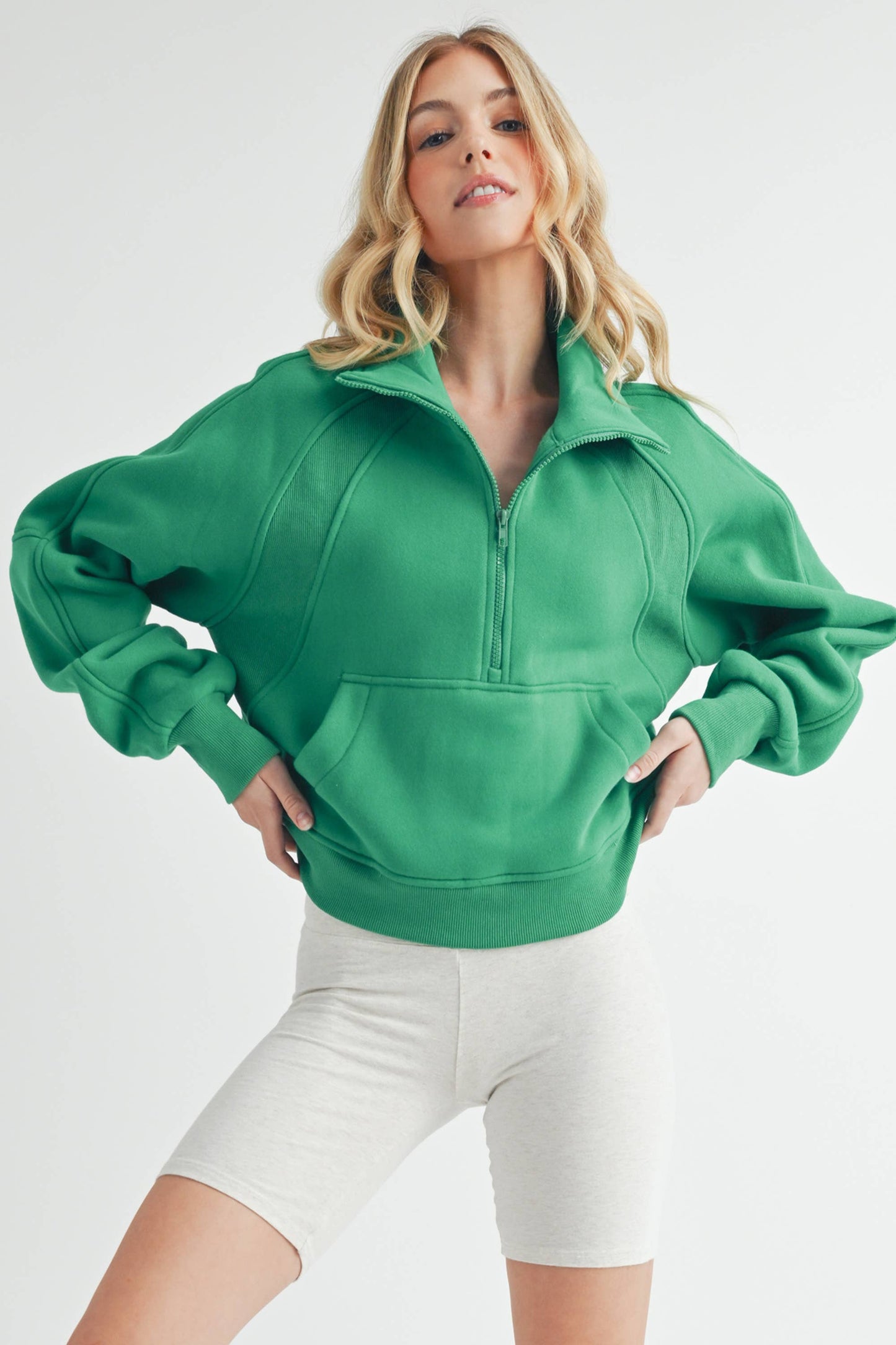 AEMI + CO Dove Funnel Neck Half Zip