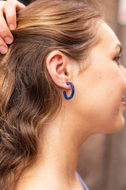 Cam Mini Hoops - Navy // Jewelry, Earrings, Fall