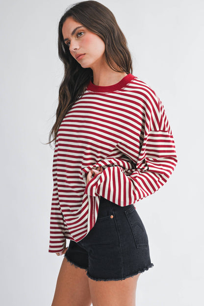 Oversized Stripe Long Sleeve Top