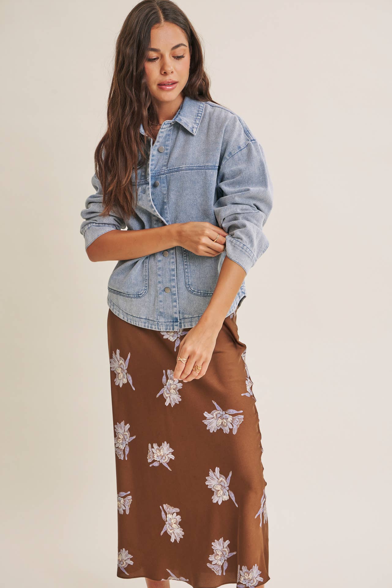 WASHED COTTON TWILL UTILITY OVERSIZED JACKET