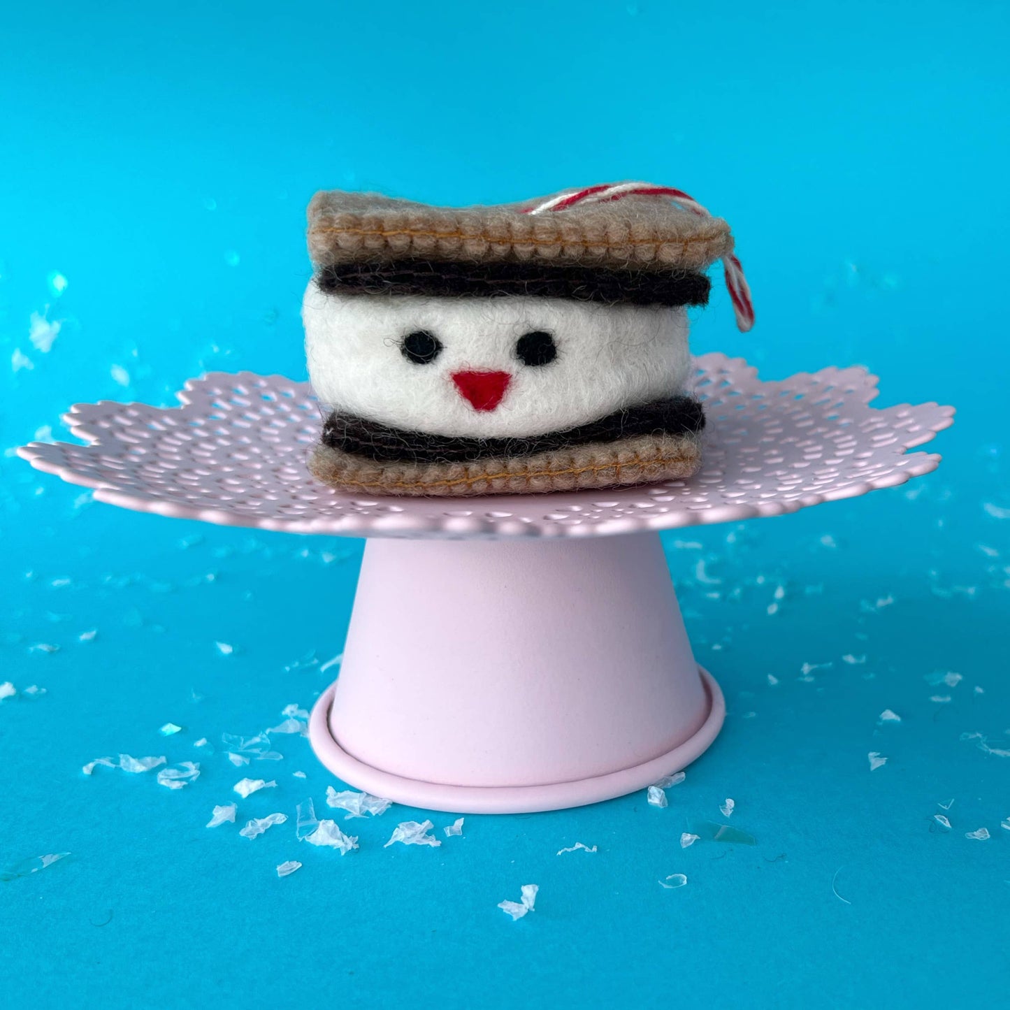Smiling S'more Felt Wool Christmas Ornament