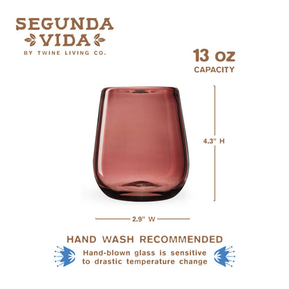 Rosado Recycled Glass Stemless Wine Glasses Set of 2