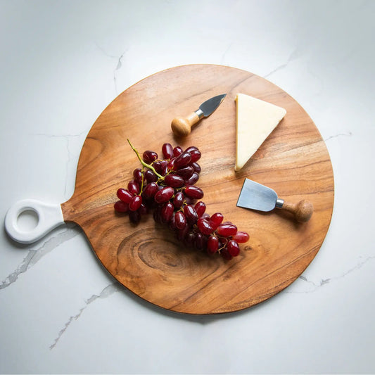 Wood+White Collection Acacia Wood Round Charcuterie Board LG