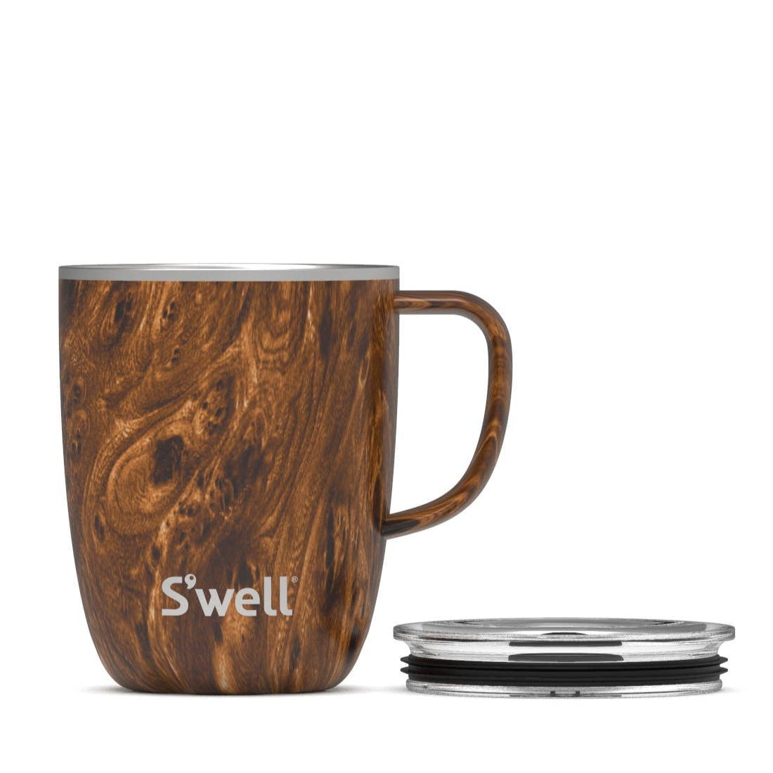 Stainless Steel Teakwood 12oz Mug with Handle