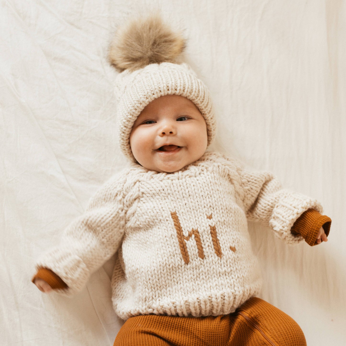 Hi. Pecan Crew Neck Sweater Baby & Toddler