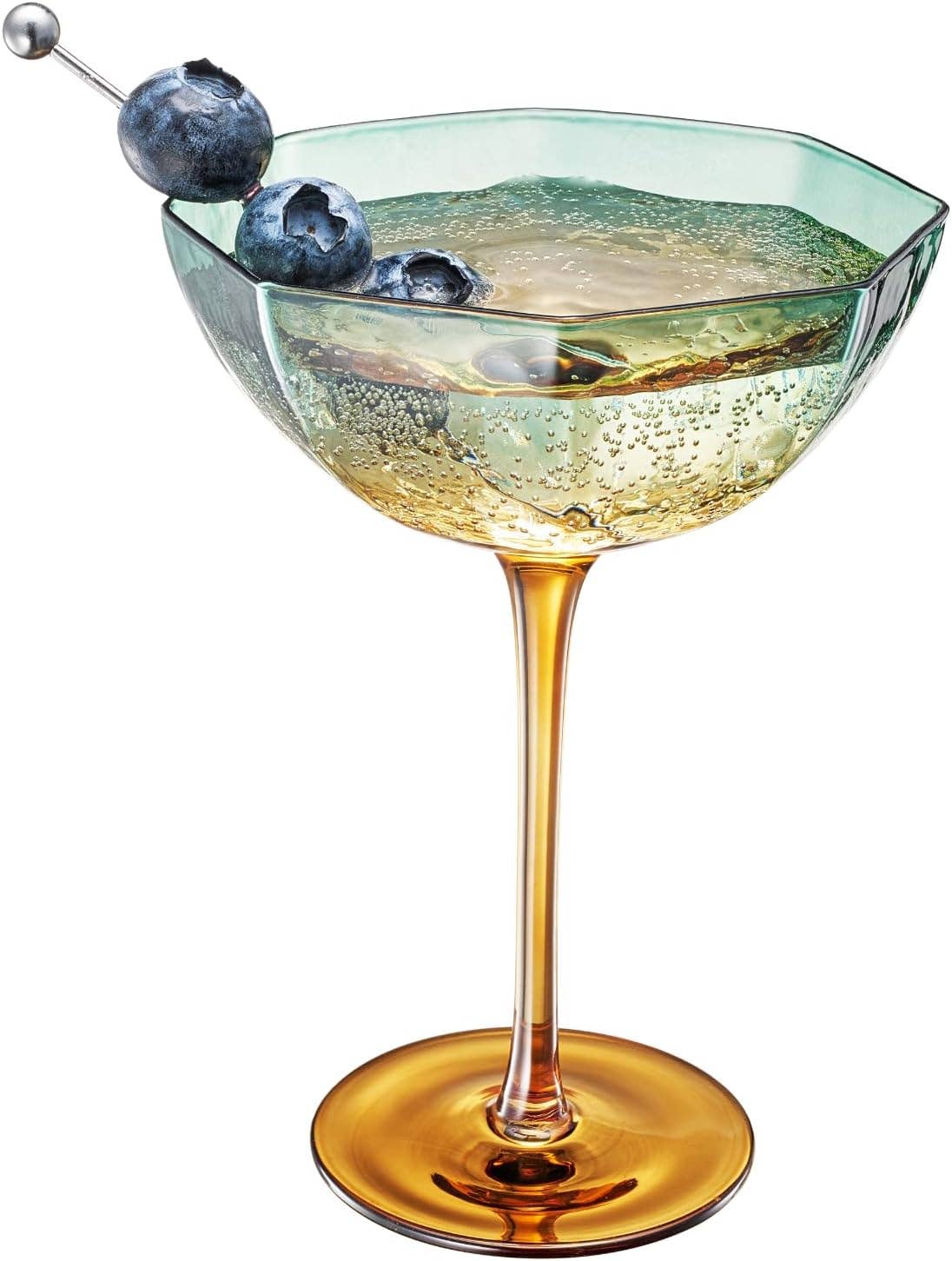 Hexagonal Coupe Glasses Modern & Elegant 2 Set