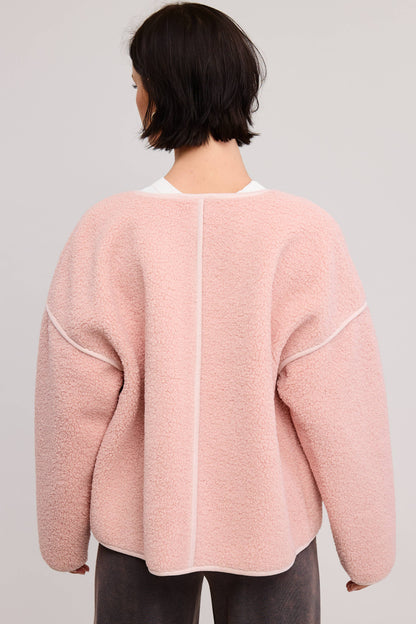 Front Zip-Up Closure Shaggy Sherpa Knit Jacket