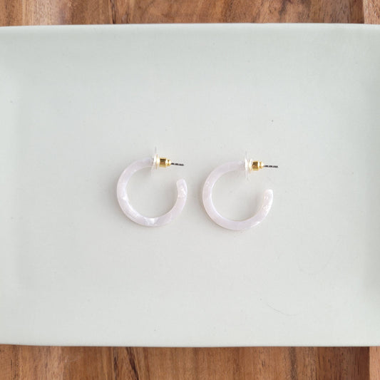 Cam Mini Hoops - Pearl // Jewelry, Earrings