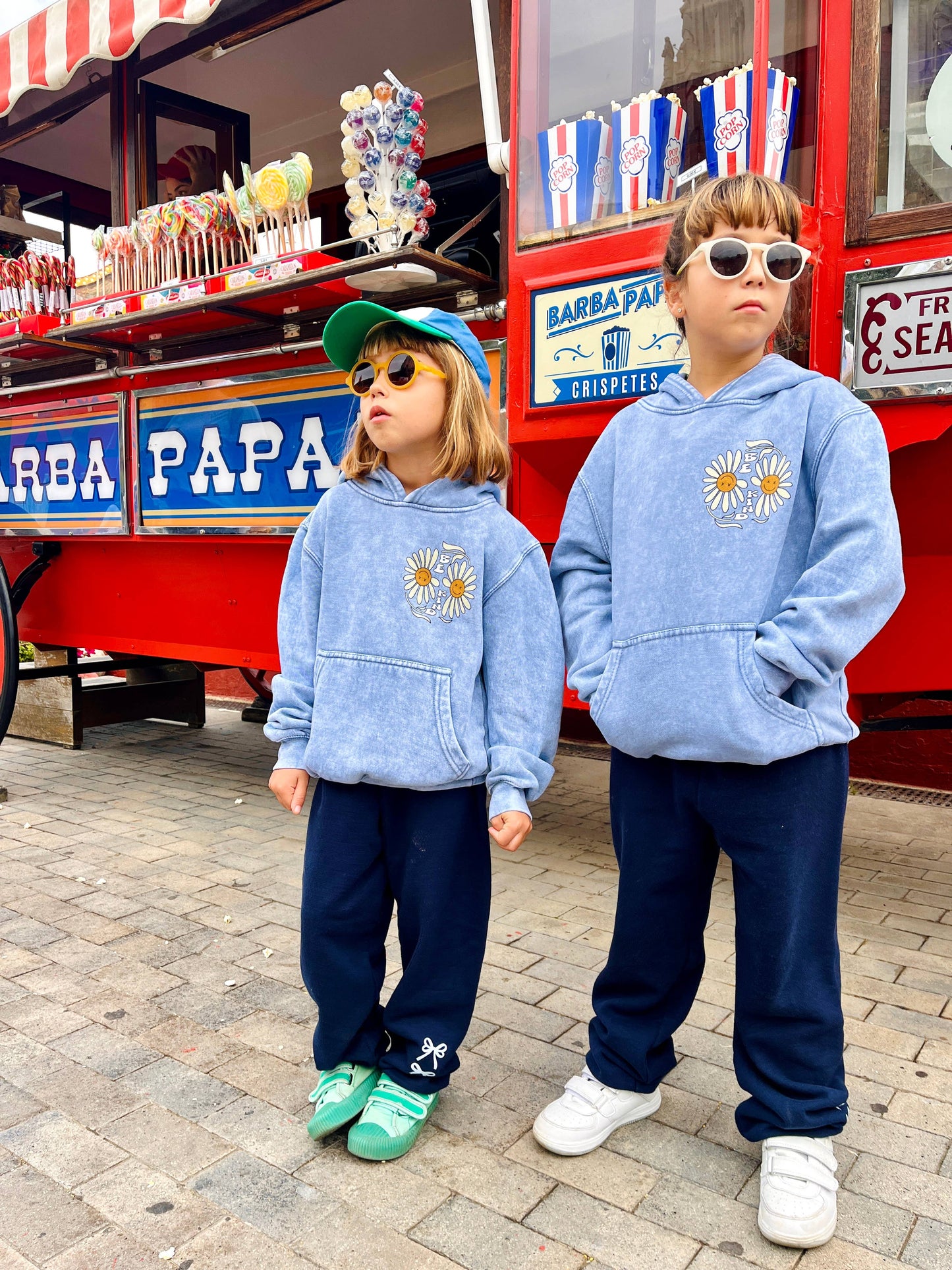 Kids Be Kind Hoodie-Washed blue-Girls, Boys