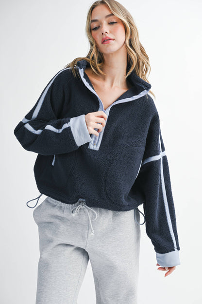 Contrast Trim Fleece Half-Zip