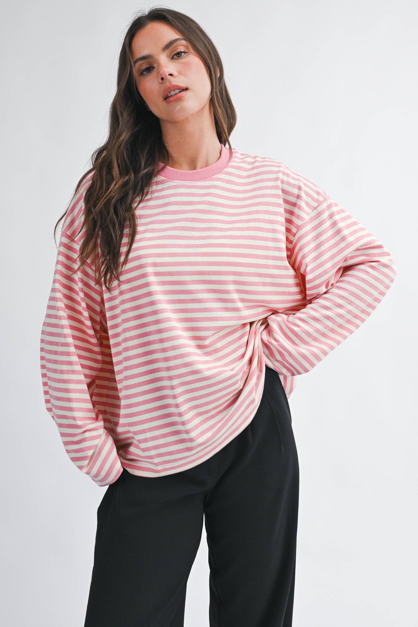 Oversized Stripe Long Sleeve Top