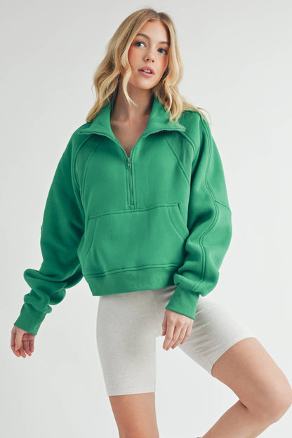 AEMI + CO Dove Funnel Neck Half Zip
