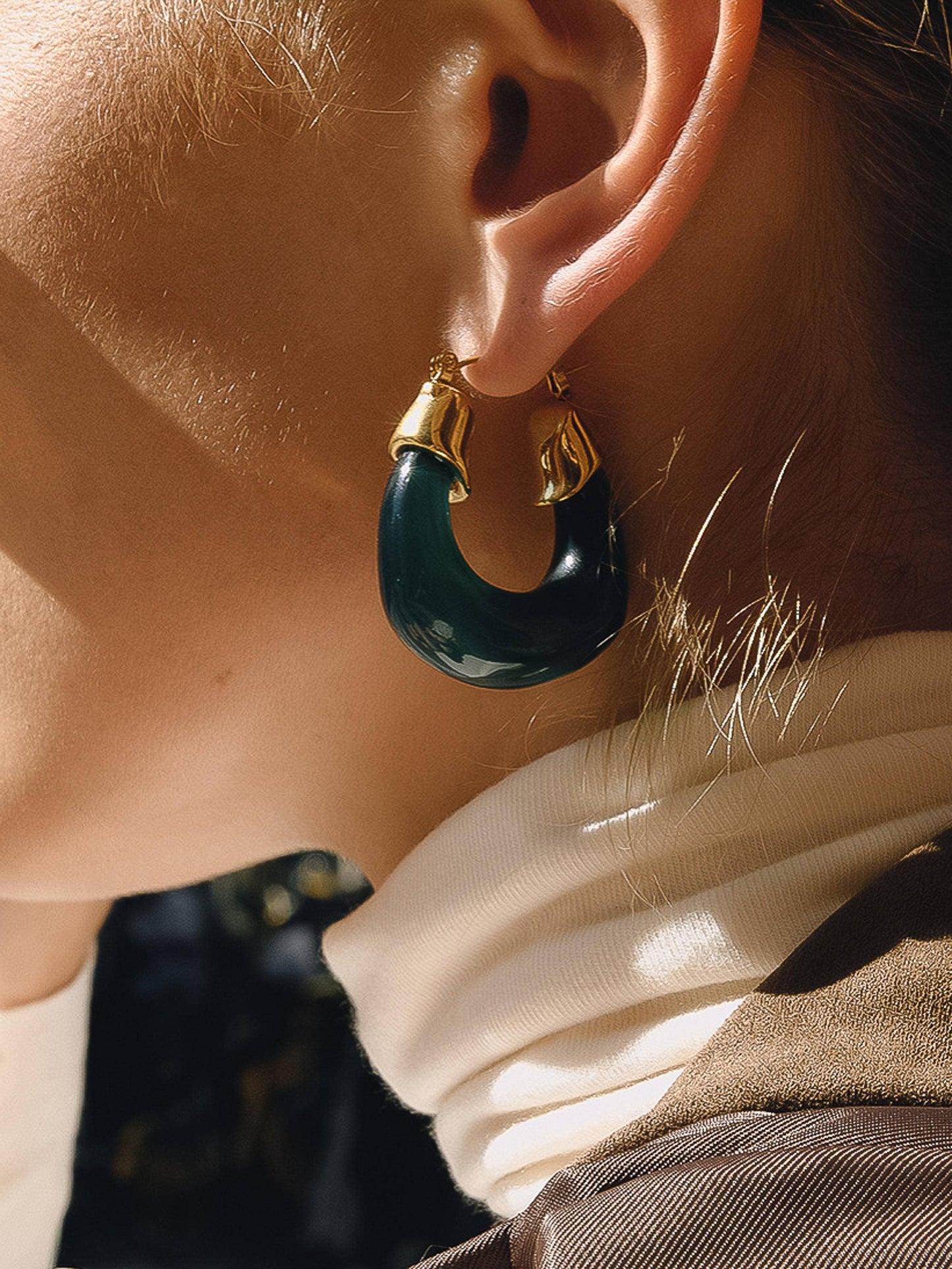 Arlowe 18K Gold Non-Tarnish Resin Hoop Earrings