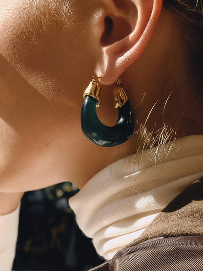 Arlowe 18K Gold Non-Tarnish Resin Hoop Earrings
