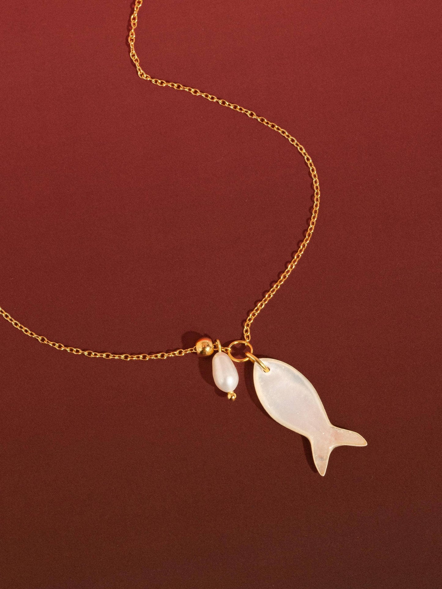 Coquette 18K Gold Non-Tarnish White Fish Necklace