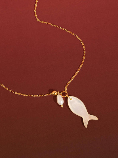 Coquette 18K Gold Non-Tarnish White Fish Necklace