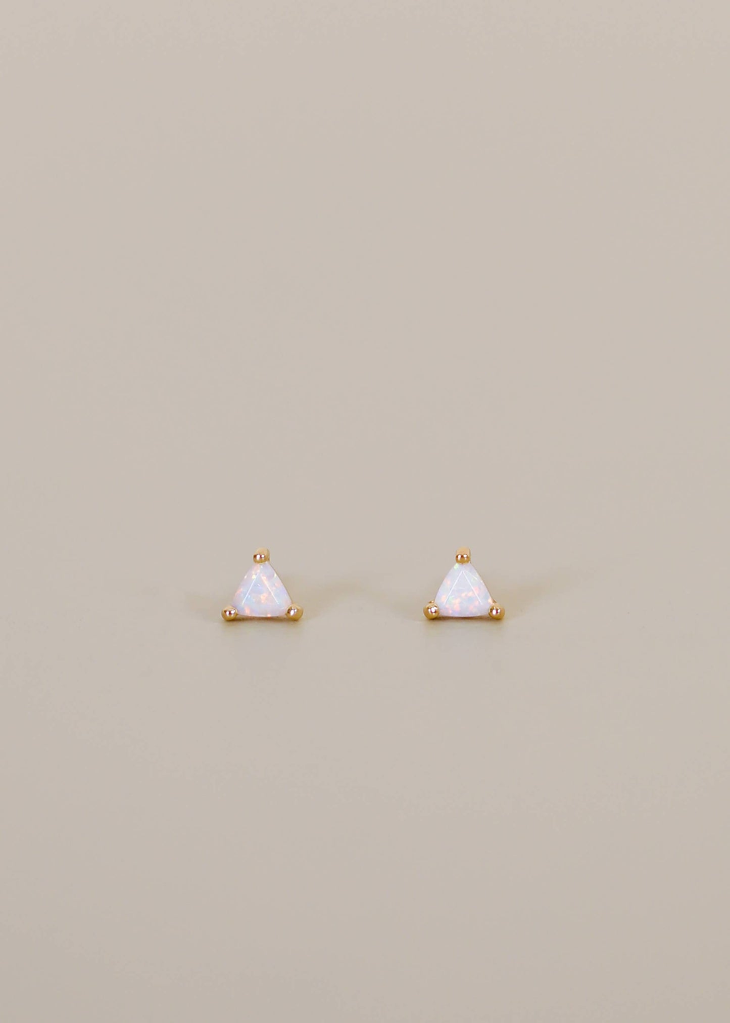 Mini Energy Gem - White Opal - Gold Earrings