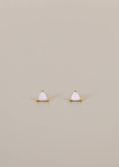 Mini Energy Gem - White Opal - Gold Earrings