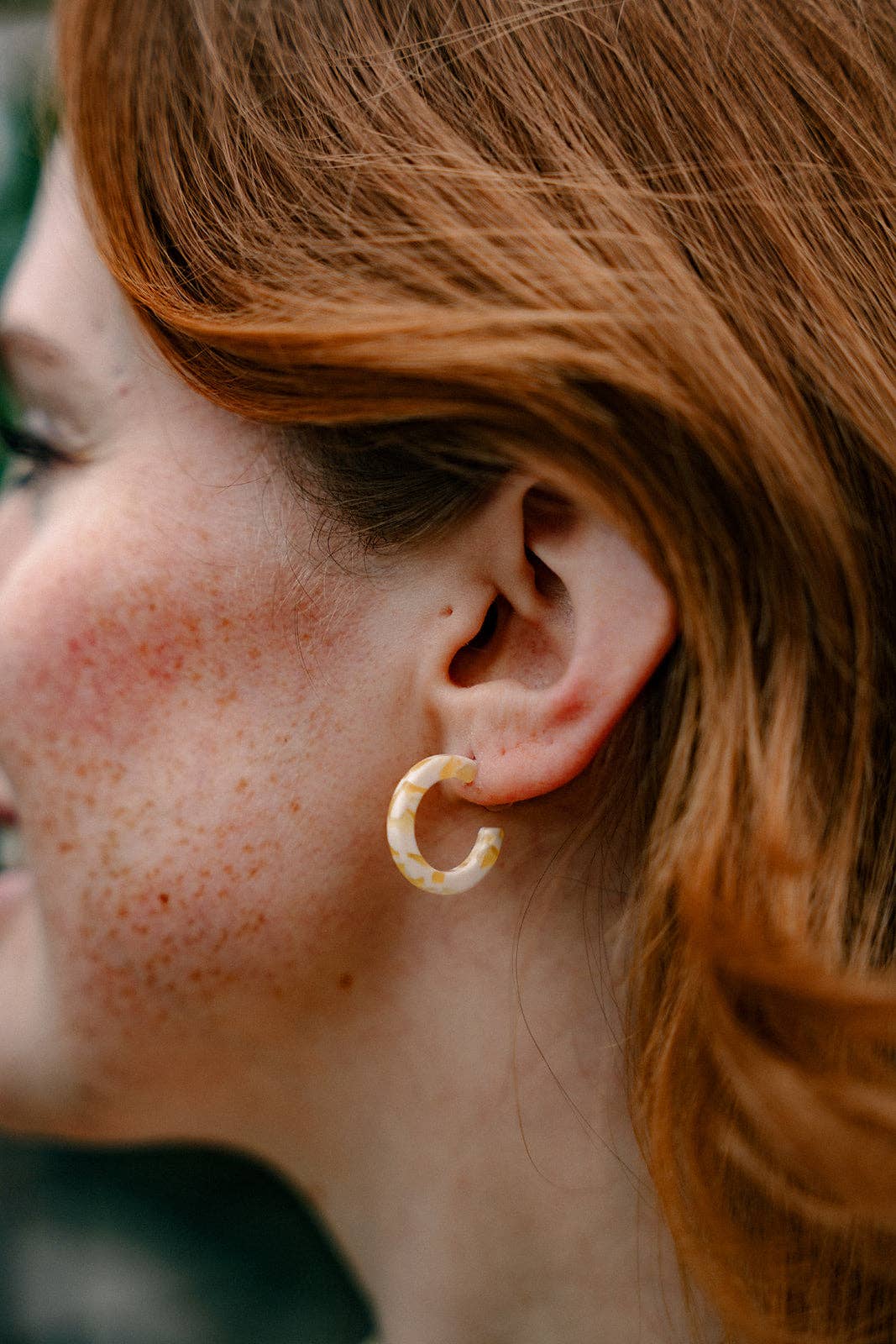 Micro Cam Mini Hoops - Buttercream Dot // Easter Jewelry