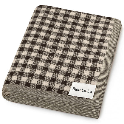 100% Luxury Cotton Swaddle Receiving Baby Blanket - Plaid