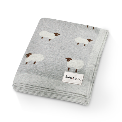 100% Luxury Cotton Receiving Swaddle Baby Blanket - Sheep