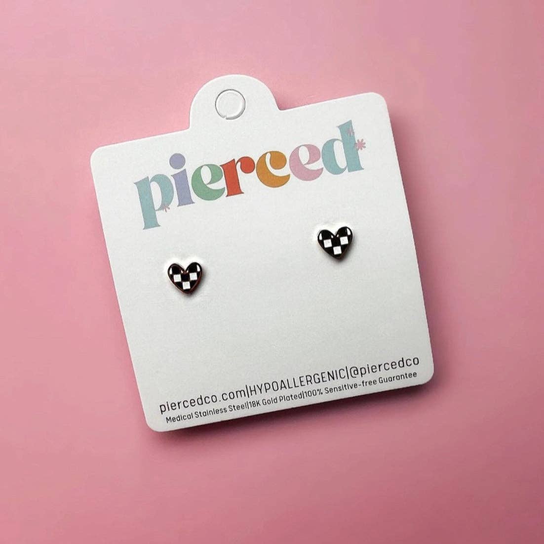 Checkered Heart-Earrings