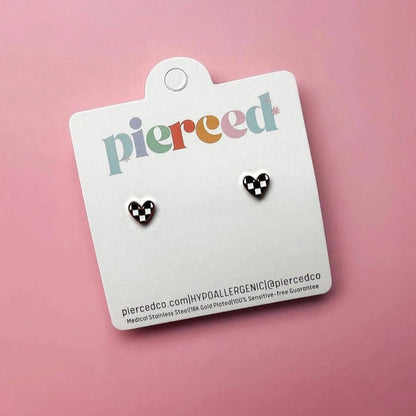 Checkered Heart-Earrings