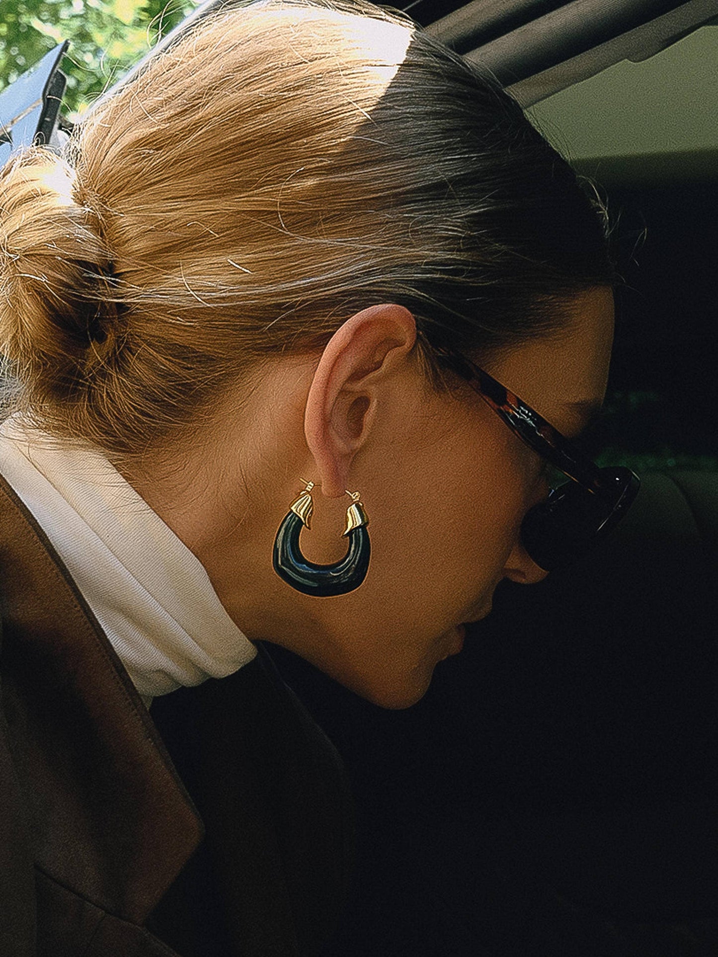 Arlowe 18K Gold Non-Tarnish Resin Hoop Earrings