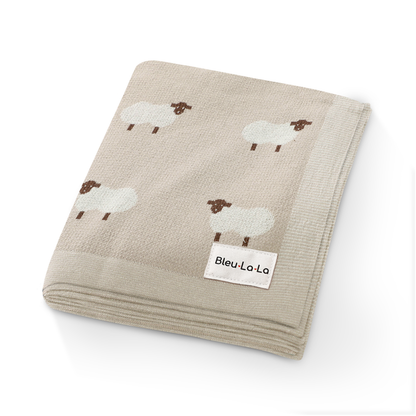 100% Luxury Cotton Receiving Swaddle Baby Blanket - Sheep