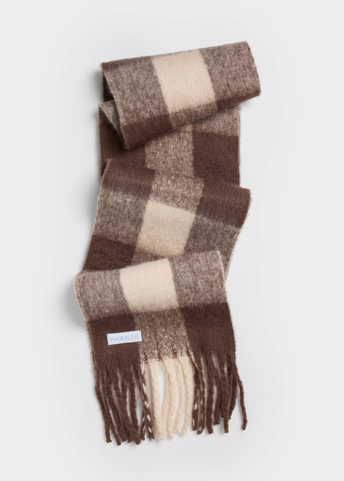 Oversized Blanket Scarf - Espresso & Cream Plaid