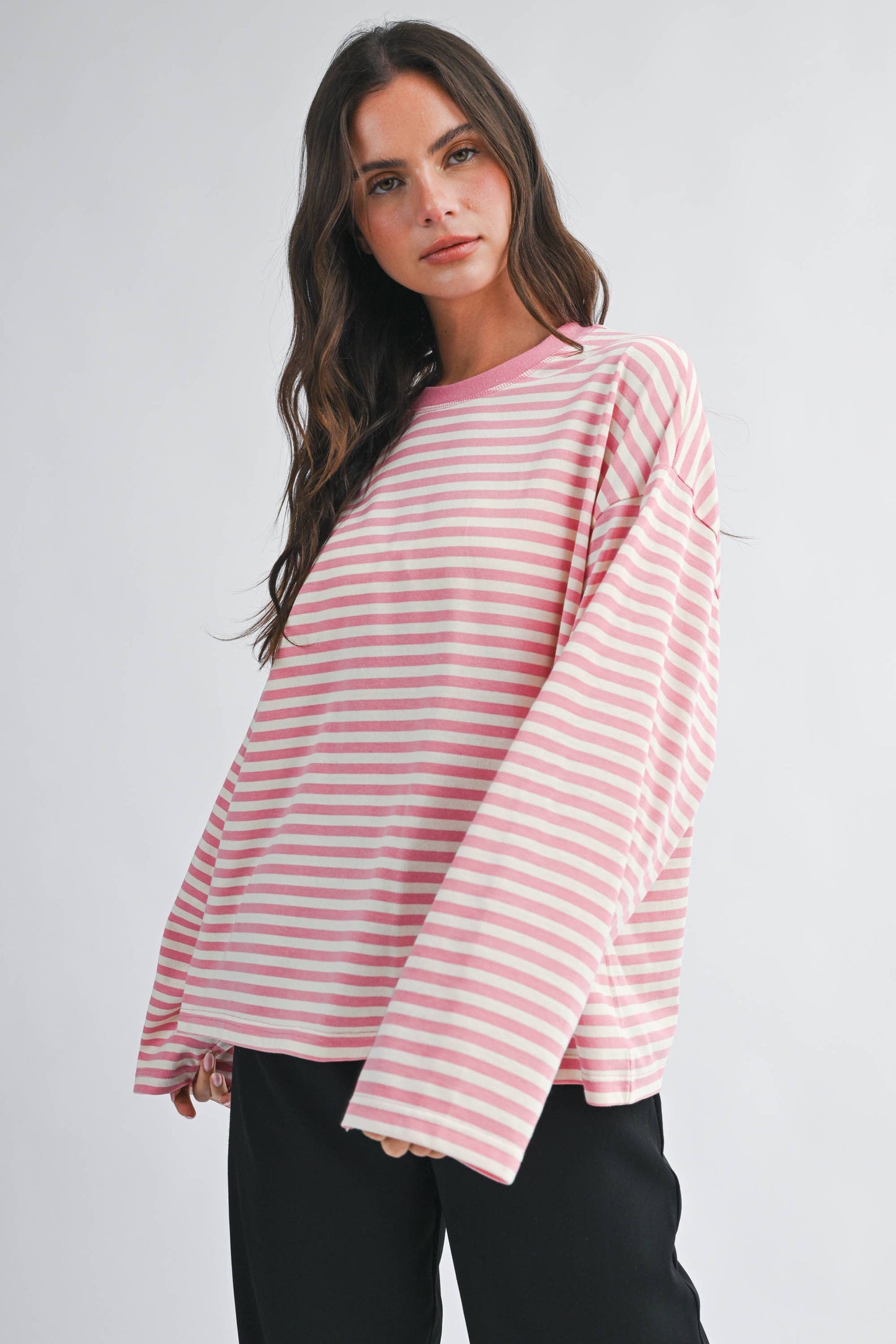 Oversized Stripe Long Sleeve Top