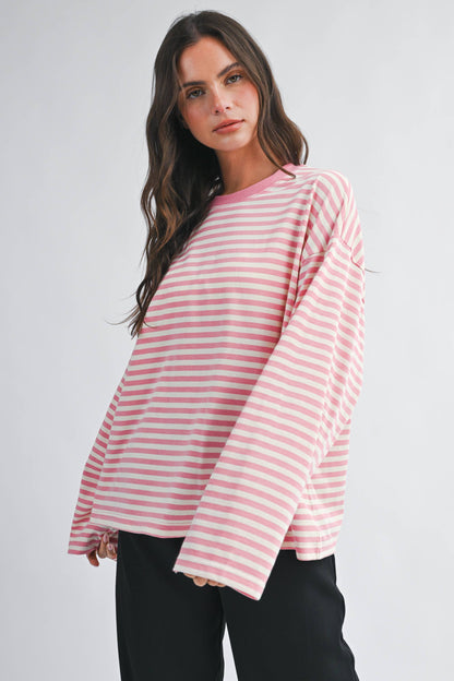 Oversized Stripe Long Sleeve Top