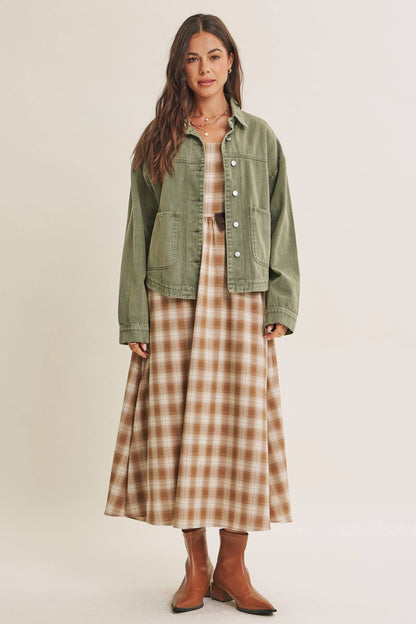 WASHED COTTON TWILL UTILITY OVERSIZED JACKET