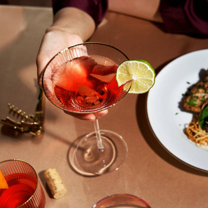 Deco Meridian Gold-Rimmed Crystal Martini Glasses - Set of 2