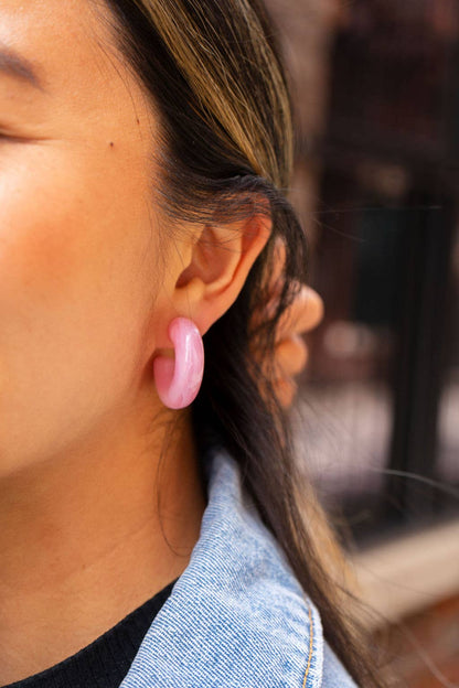 Chloe Hoops - Pink // Jewelry, Earrings