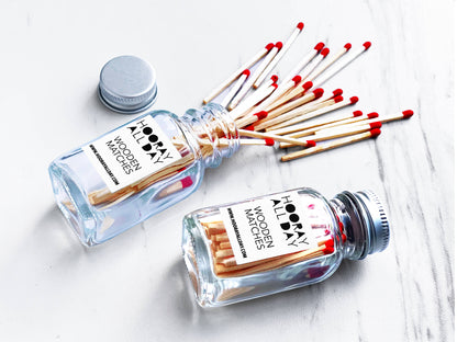 Colorful Wooden Matches In Little Glass Bottle - New Colors!
