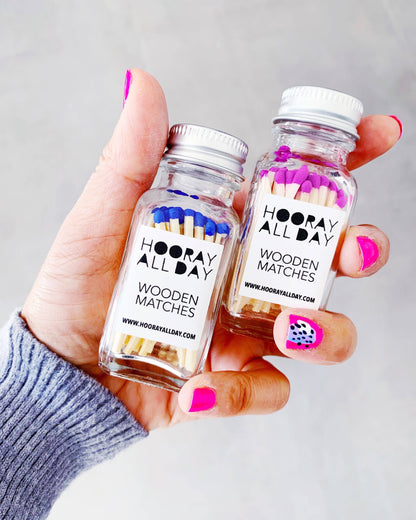 Colorful Wooden Matches In Little Glass Bottle - New Colors!