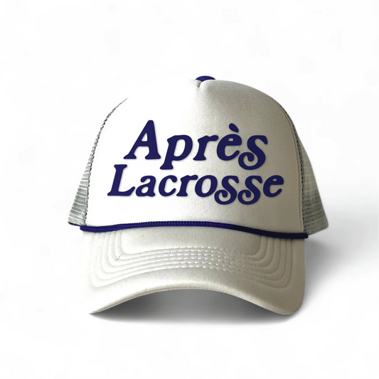 Après Lacrosse White & Navy Foam Trucker Cap