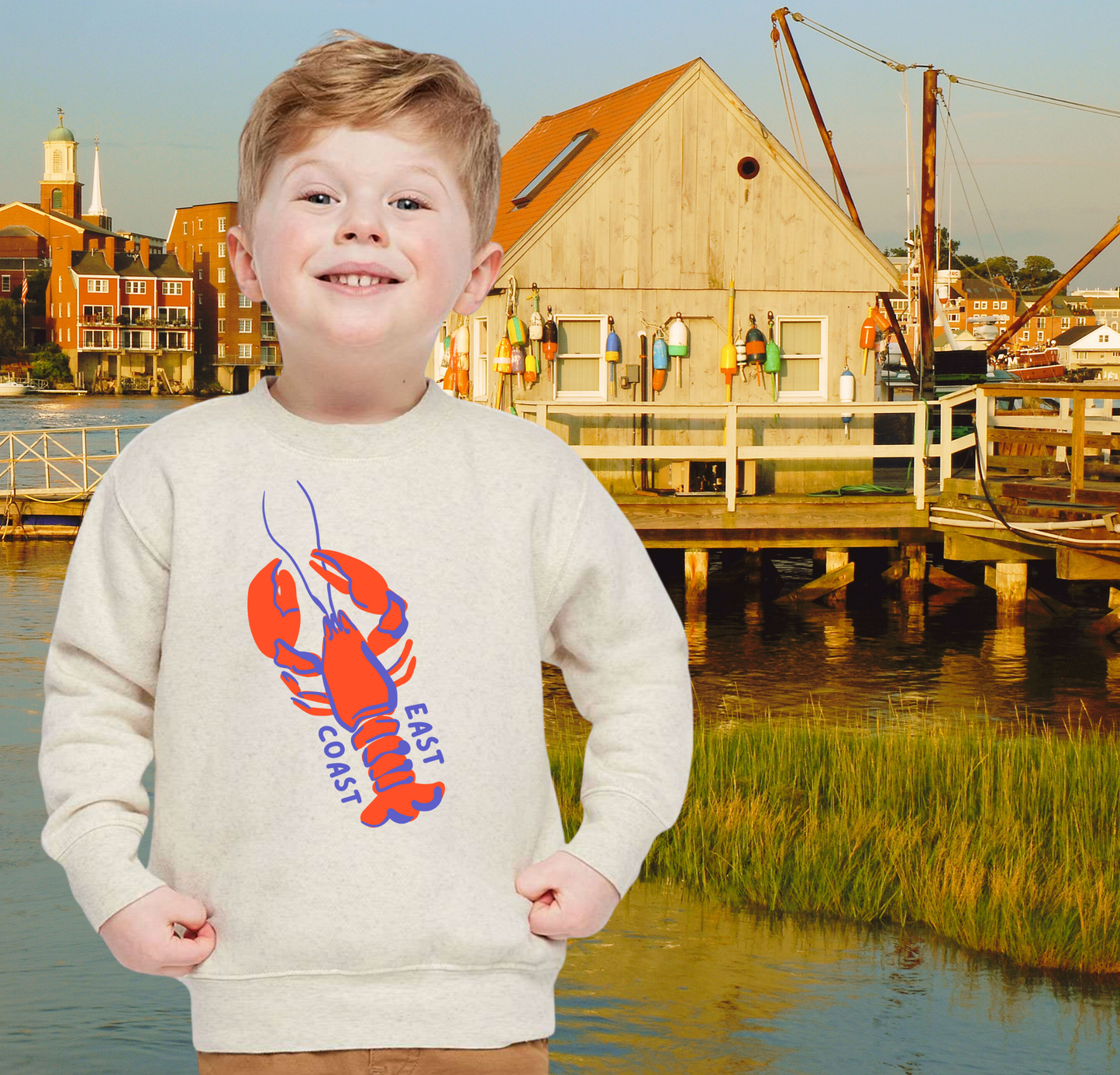 Kids Crewneck Sweatshirt- East Coast Lobster