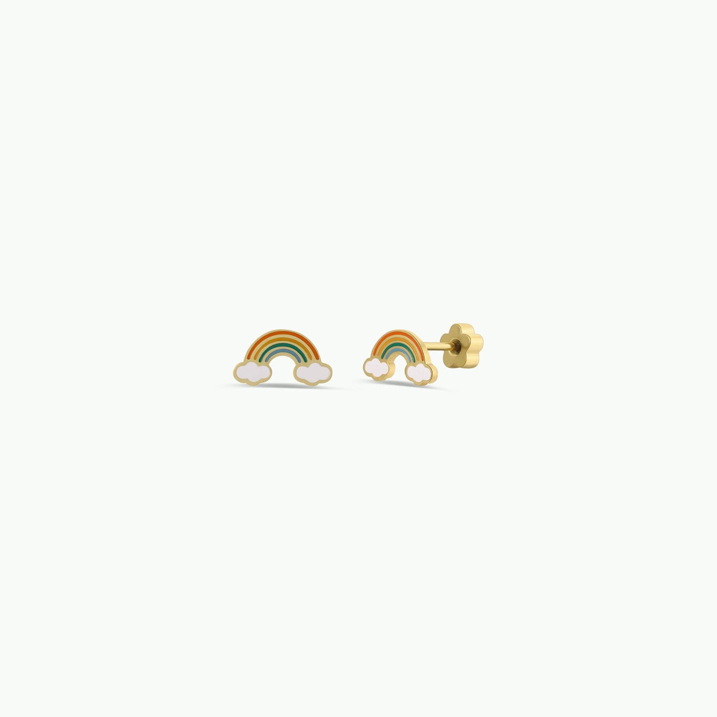 Rainbow Enamel Flat Back Kids Earrings