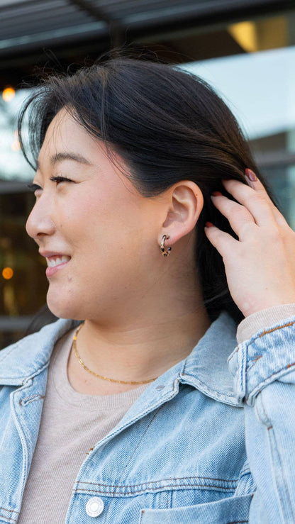 Micro Cam Mini Hoops - Cheetah // Earrings, Fall, Jewelry