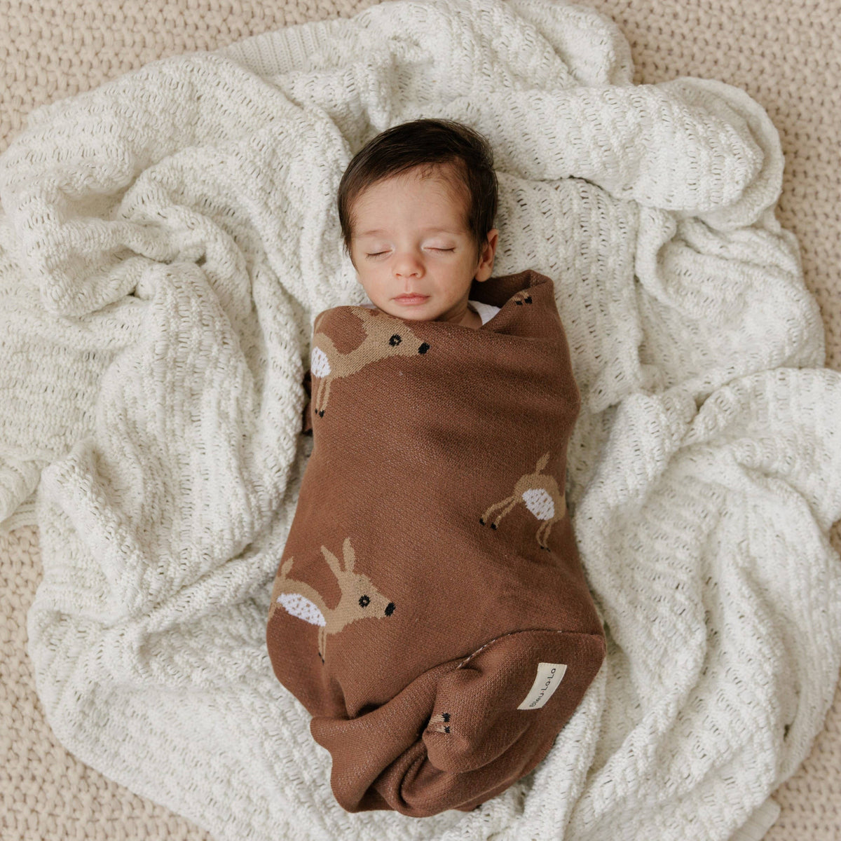 100% Luxury Cotton Receiving Swaddle Baby Blanket - Deer