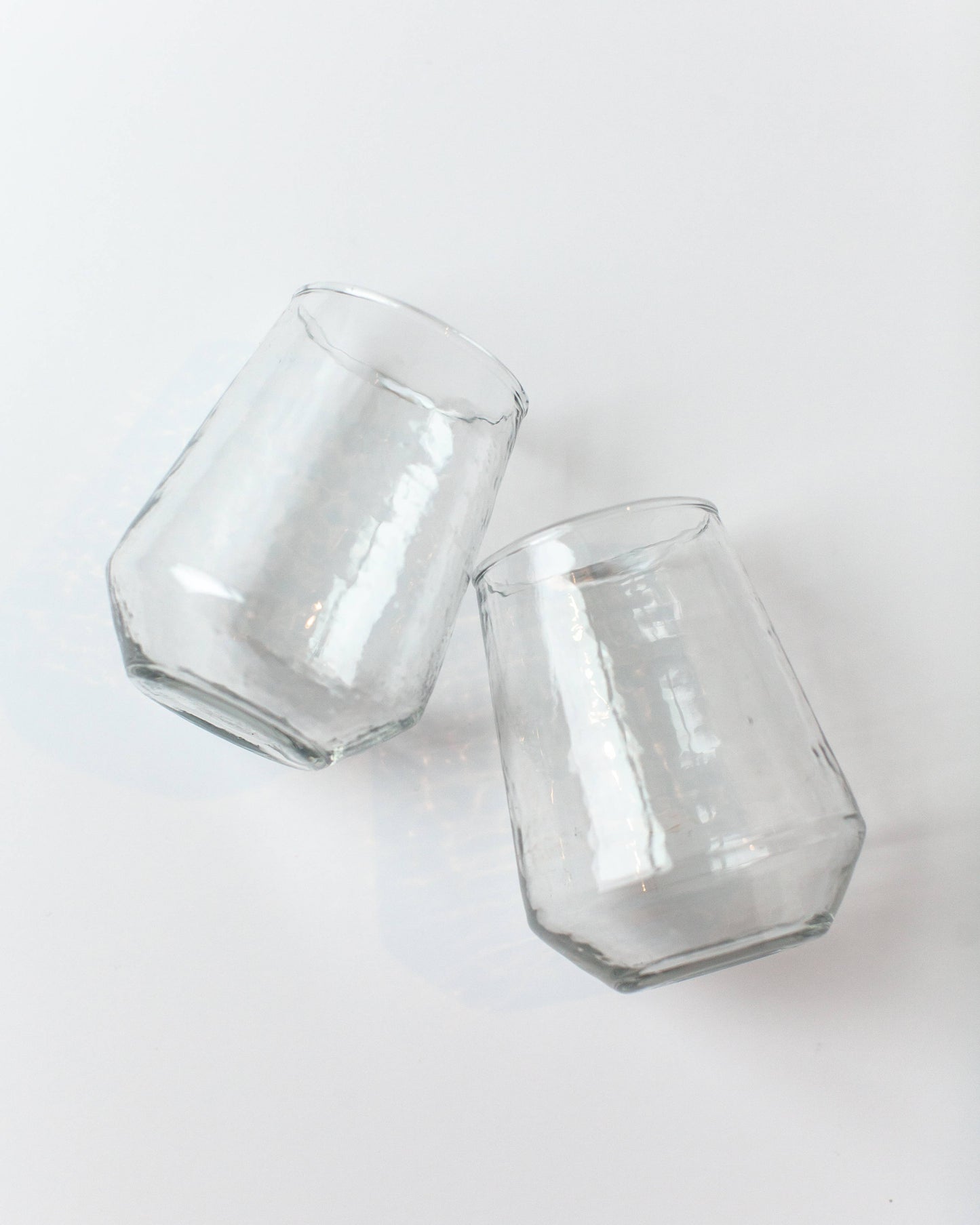 Handblown Hammered Glass Water Tumbler | Pair of 2