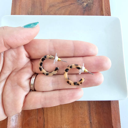 Micro Cam Mini Hoops - Cheetah // Earrings, Fall, Jewelry