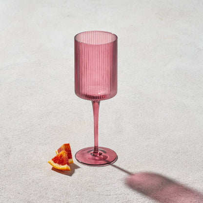 2 Pack Vikko Decor - Malibu, Ribbed Glass, Plum, 10 oz Coupe