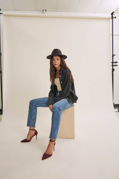 WASHED COTTON TWILL UTILITY OVERSIZED JACKET
