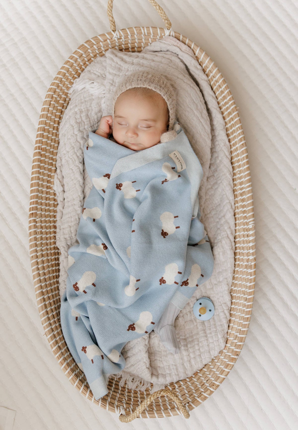 100% Luxury Cotton Receiving Swaddle Baby Blanket - Sheep