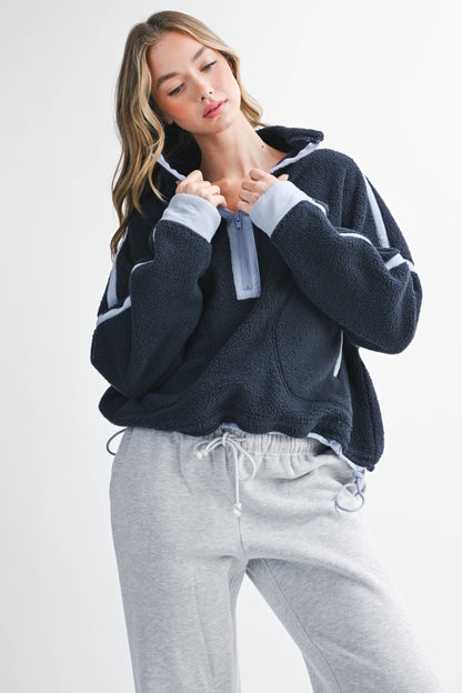 Contrast Trim Fleece Half-Zip