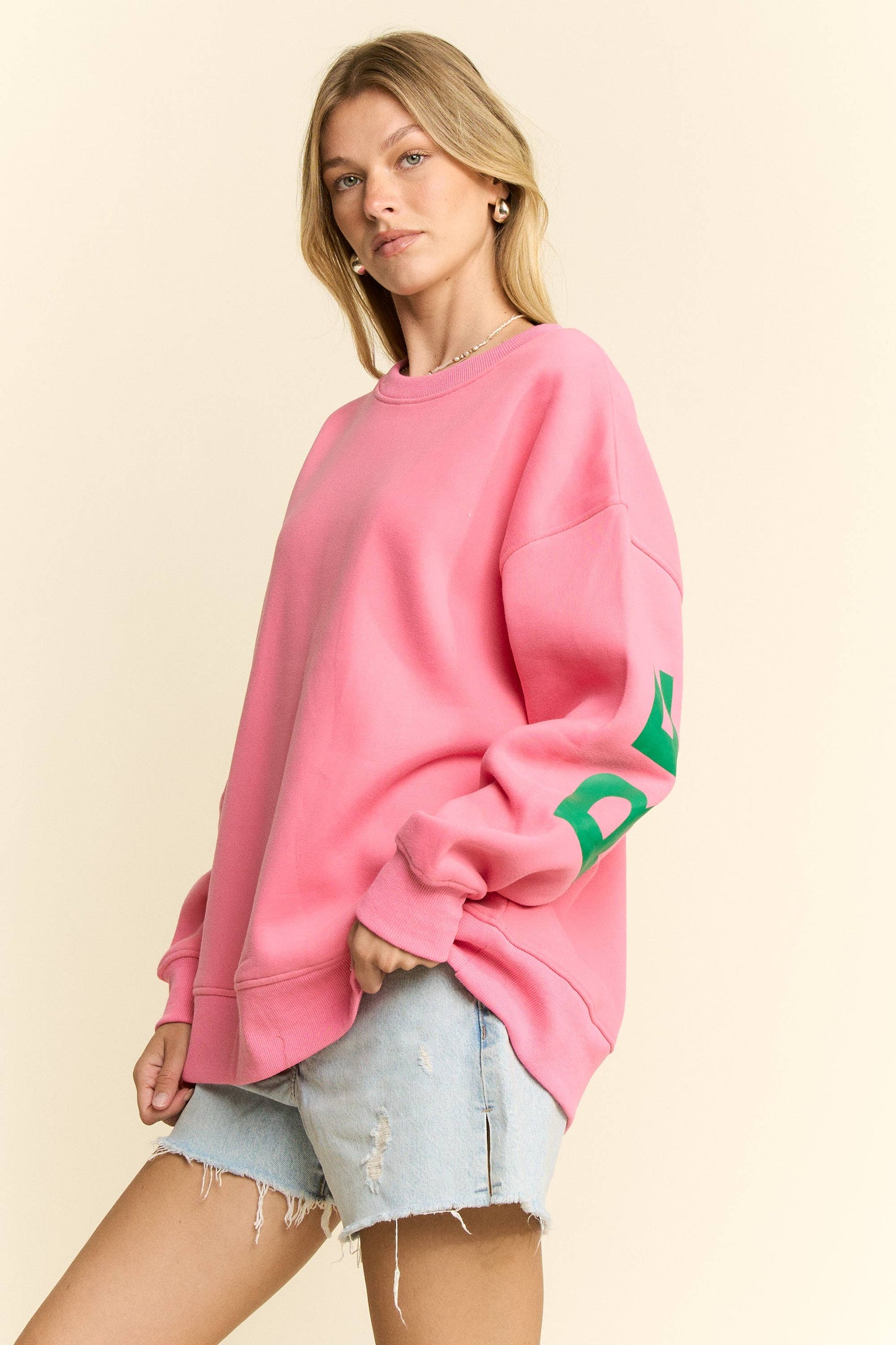 Be Yourself Love Yourself Printed Oversized Sweatshirt