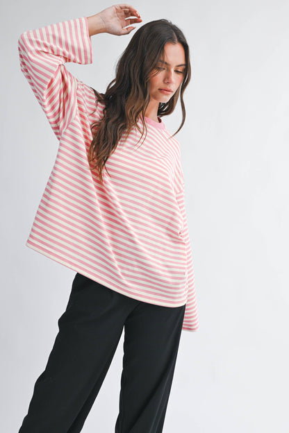 Oversized Stripe Long Sleeve Top